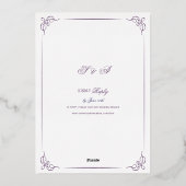 チノイセリーラベンダーブーケビクトリアンス結婚ズ 箔招待状 (裏面)