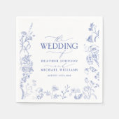 チノイフランスのセリビクトリアンブルーフローラ結婚ズ スタンダードカクテルナプキン (正面)