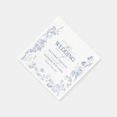 チノイフランスのセリビクトリアンブルーフローラ結婚ズ スタンダードカクテルナプキン (角)