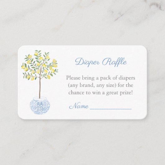 チノエレガントイスリーおむつラッフルボーイ赤ちゃんシャワー エンクロージャーカード (正面)