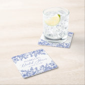 チノエレガントワーズダスティブルーフローラブライダルシャワー スクエアペーパーコースター (インサイチュ)