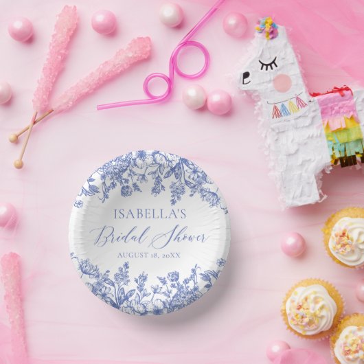 チノエレガントワーズダスティブルーフローラブライダルシャワー ペーパーボウル (パーティー)