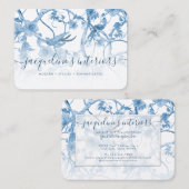 チノワイゼリエレガントーフローラダスティブルーヴィンテージ鳥 名刺 (正面/裏面)