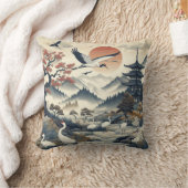 チノワジェリークレーン鳥の風景模様 クッション (ブランケット)