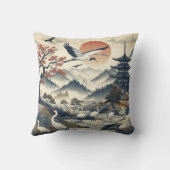 チノワジェリークレーン鳥の風景模様 クッション (裏面)