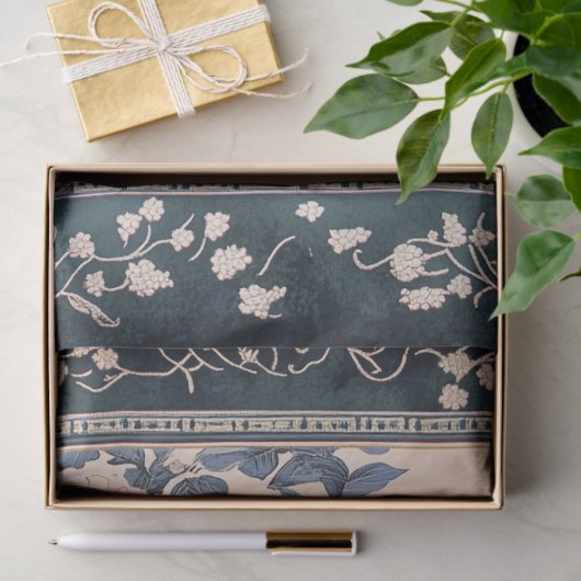 チノワセリーオリエンタルバードアート&縁どパターン(の模様が)ある 薄葉紙 (ギフト)