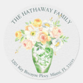 チノワセリーグリーンベスターフローラ差出人住所ラベル ラウンドシール (正面)