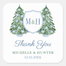 チノワセリーシックなクリスマスツリー結婚のロゴの好意 スクエアシール