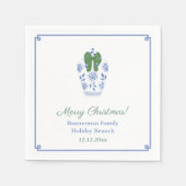 チノワセリーシックなグリーンリボンクリスマスパーティー スタンダードカクテルナプキン (正面)