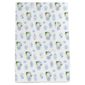 チノワセリーシックなネイビー結婚グリーンの歓迎 ミディアムペーパーバッグ (裏面)