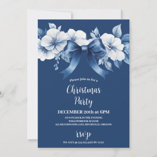 チノワセリーシックなブルークリスマス 招待状 (正面)