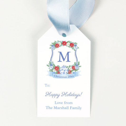 チノワセリーシックなポインセチアリースメリークリスマス ギフトタグ