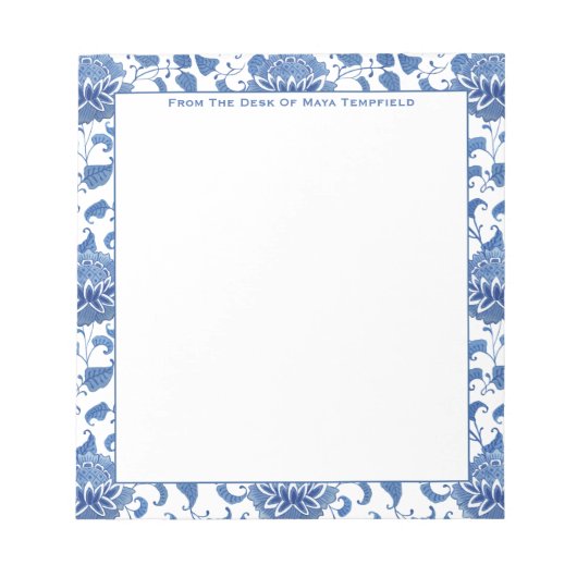 チノワセリーシックアンティークブルーアンドホワイトジンジャージャー ノートパッド (正面)