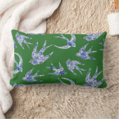 チノワセリーシックフローラバーズブルーグリーンスワローズ ランバークッション (ブランケット)