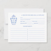 チノワセリーシックブルーホワイトモノグラムレシピカード 招待状 (正面)