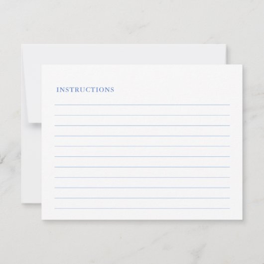 チノワセリーシックブルーホワイトモノグラムレシピカード 招待状 (裏面)