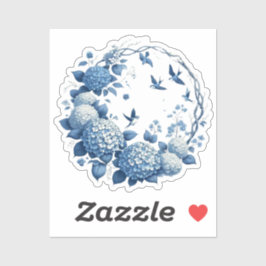 チノワセリーシック、アジサイとブルーバードリース シール