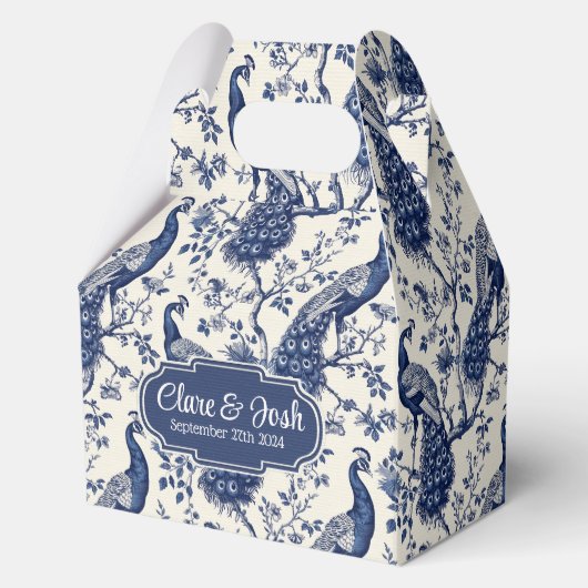 チノワセリースタイルピーコックテーマ結婚式の引き出物ボックス フェイバーボックス (正面)