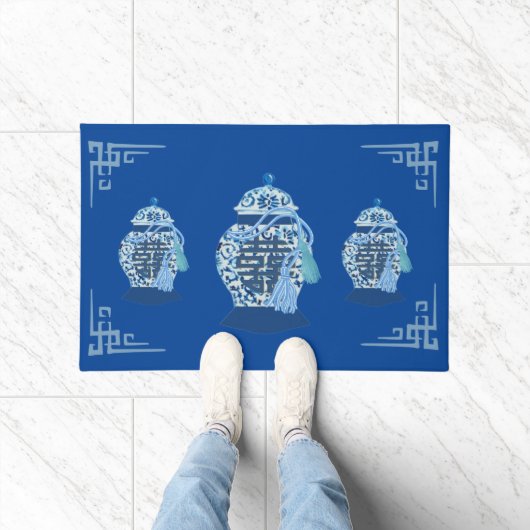 チノワセリータッセルブルージンジャージャースウェルカムマット ドアマット (室内)