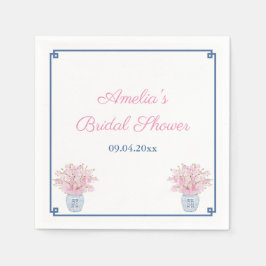 チノワセリーネイビーとピンクウェディングシャワー スタンダードカクテルナプキン