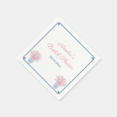 チノワセリーネイビーとピンクウェディングシャワー スタンダードカクテルナプキン (角)