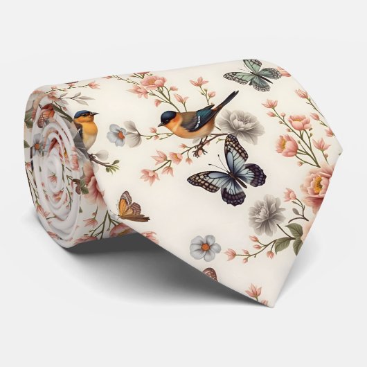 チノワセリーバードアンドバタフライ調和 ネクタイ (ロール)