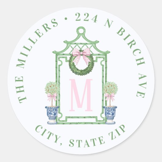 チノワセリーパゴダクリスマス差出人住所 ラウンドシール (正面)