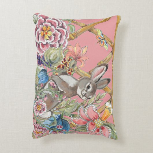 チノワセリーピンクうさぎ水彩花園 アクセントクッション (裏面(縦))