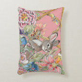 チノワセリーピンクうさぎ水彩花園 アクセントクッション (正面(垂直))