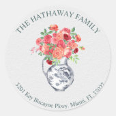 チノワセリーブラックベスターフローラ差出人住所ラベル ラウンドシール (正面)