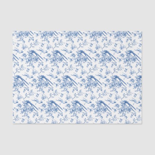 チノワセリーブルーの花と鳥の切り離し 薄葉紙 (正面)