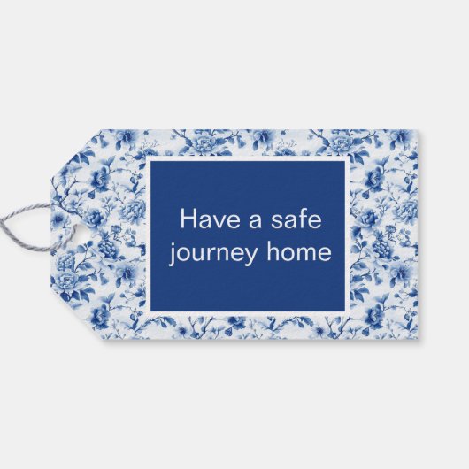 チノワセリーブルーの鳥と花ブライダルシャワー ギフトタグ (裏面横)