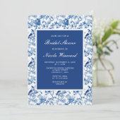 チノワセリーブルーの鳥と花ブライダルシャワー 招待状 (スタンド正面)