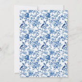 チノワセリーブルーの鳥と花ブライダルシャワー 招待状 (裏面)