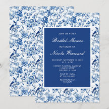 チノワセリーブルーの鳥と花ブライダルシャワー