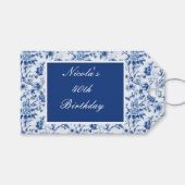 チノワセリーブルーの鳥と花誕生日 ギフトタグ (正面(横))