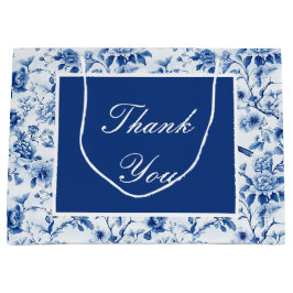 チノワセリーブルーの鳥と花誕生日 ラージペーパーバッグ