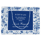 チノワセリーブルーの鳥と花誕生日 ラージペーパーバッグ (裏面)