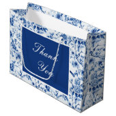 チノワセリーブルーの鳥と花誕生日 ラージペーパーバッグ (正面アングル)