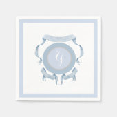 チノワセリーブルーリボンクレストシールド スタンダードカクテルナプキン (正面)