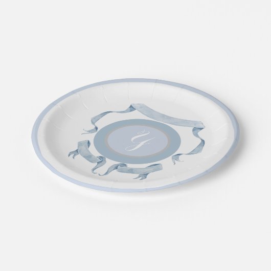 チノワセリーブルーリボンクレストシールド ペーパープレート (アングル)