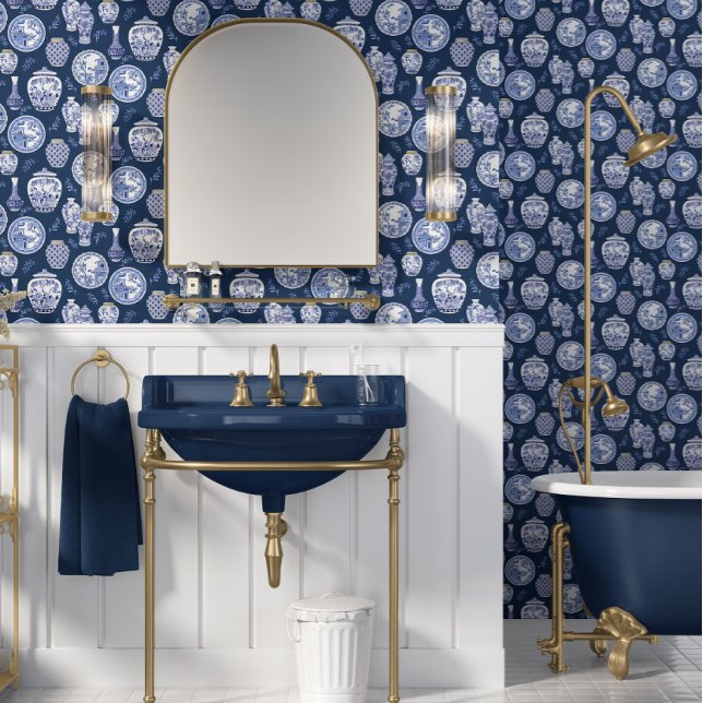 チノワセリーブルー白クラシックジンジャージャーズプレート 壁紙 (クリエイターアップロード済み)