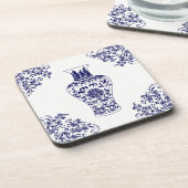 チノワセリーホワイト&ブルージンジャージャー装飾用クッション コースター (左側)