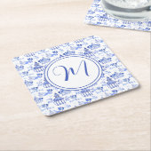 チノワセリー水彩塔模様モノグラム スクエアペーパーコースター (アングル)