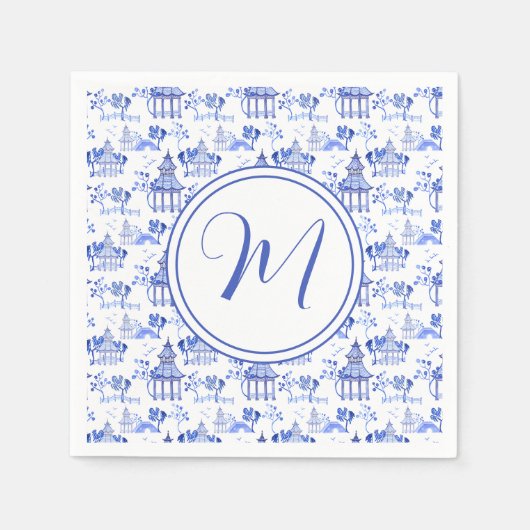 チノワセリー水彩塔模様モノグラム スタンダードカクテルナプキン (正面)