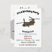 チノーク軍用ヘリコプターのイラスト 招待状 (正面/裏面)