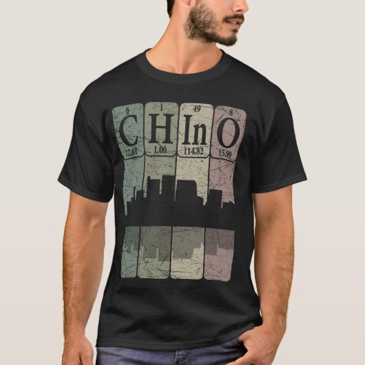 チノ周期表元素 チノ カリフォルニア レトロ Tシャツ (正面)