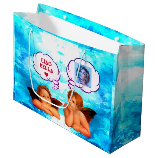 チパーソナライズされたャオベラチェルブエンジェル ラージペーパーバッグ (正面アングル)