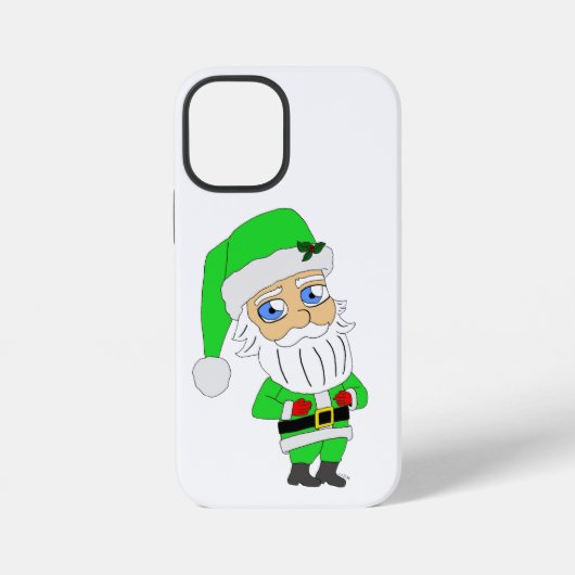 チビサンタの緑のスーツ iPhoneケース (裏面)