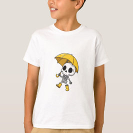 チビスケルトン レインブーツ 黄色の傘 キッズ Tシャツ